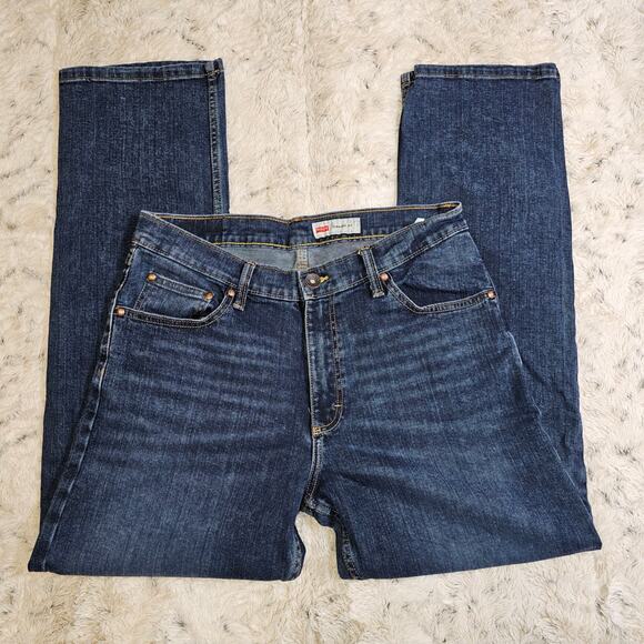 Men's Wrangler Straight Fit Rugged Denim Jeans Dark Wash 32x30 - Picture 2 of 11